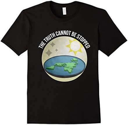 Men's The Truth Cannot Be Stopped Flat Earth T-Shirt Large Black