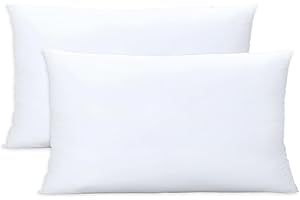 ORJ Throw Pillows Insert Set of 2, White 12x20 in Pillow Inserts with 100% Cotton Cover,Bed and Couch Decorative Stuffer Pillows,Indoor Pillows for Sofa