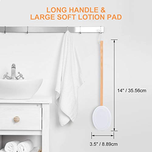 Lotion Applicator for Back,MAQUITA Long Reach Handle with Pad for Easy Self Application of Shower Bath Body Wash Brush,Skin Cream Suntan Tanning Aloe Acne for Women Men（4 Pads）