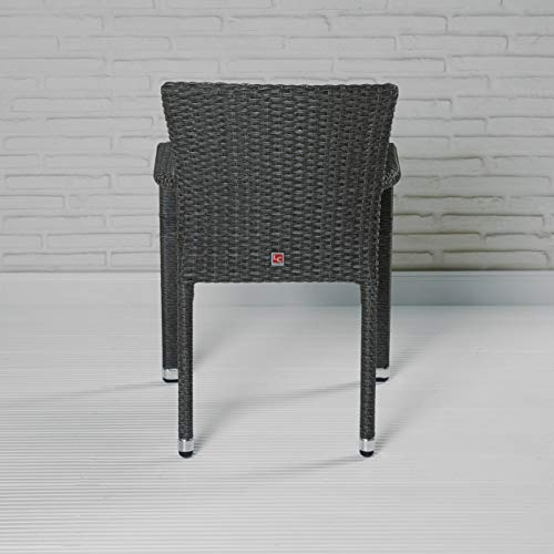 8er Set stapelbarer Gartenstuhl aus der Möbelserie Barcelona in grau mit Armlehnen exkl. Auflage für Garten, Terrasse… – Bild 5