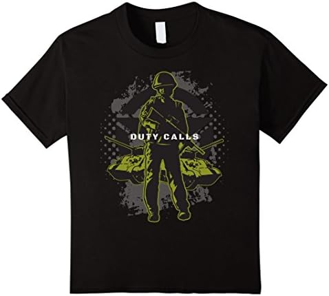 Kids Duty Calls WWII Soldier T-Shirt Gift 8 Black