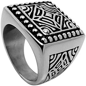Double FNT Retro Mens Flat Top Titanium Wedding Band Engraved Ring, Size 8-12