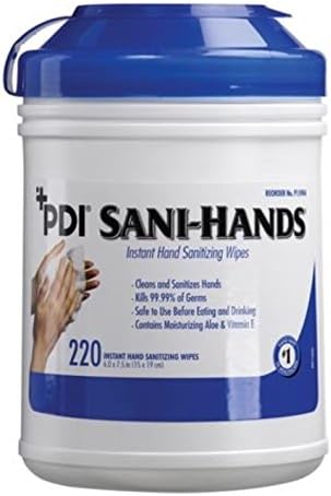 PDI Healthcare P15984 Sani-Hands Instant Hand Sanitizing Wipes, Large, 6" x 7.5" Size (Pack of 1320)
