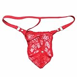 FEESHOW Men's Lace Thongs G String Sissy Pouch Underwear Panties Crossdress Lingerie