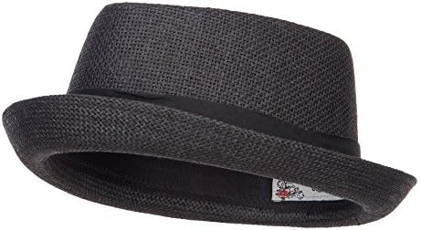 Solid Upbrim Pork Pie Fedora - Black M/L