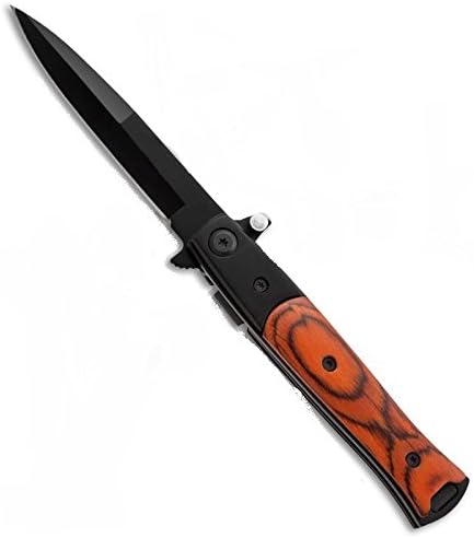 Tiger USA 9" Assisted Opening Pocket Knife Rosewood Handle Black Blade