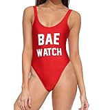 Womens Letter Print One-piece Swimsuit Backless Jumpsuit Red