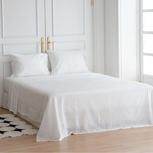 golddice Super Refreshing Top Sheet, Made in KOREA New Fabric Technology Refreshing Duraron Cool by Qmax < 0.4 Immediate Refreshing Effect White (240 x 290 cm)