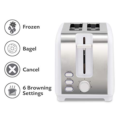 Twinzee Vintage Toaster White Retro Toaster 2 Slices Stainless