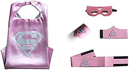 Halloween Costumes Kids Superhero Cape with Felt Mask, Wristband and Belt (Supergirl)
