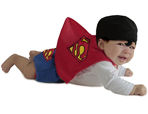 Baby DC Comics Superman Diaper Cover Set - Hat with Curl - Cape - Diaper Cover