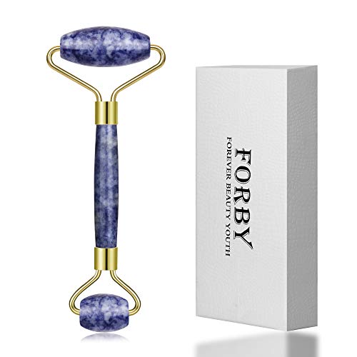 Blue Sodalite Roller Jade Roller for Face - Natural Sodalite Jade Facial Face Roller Massager Face Gemstone Healing Toning Skincare Tool for Anti Aging Wrinkle Removal Slim Face(Blue Color)