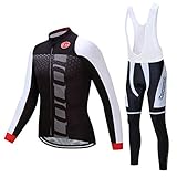 Coconut Ropamo Men's Cycling Jersey Suit Long Sleeve Road Bike Jersey Cycling Sets Tights with Padded