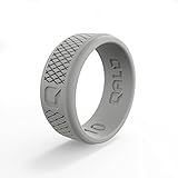 Qalo Men's Crosshatch Q2X Silicone Ring, Light Grey, Size 11