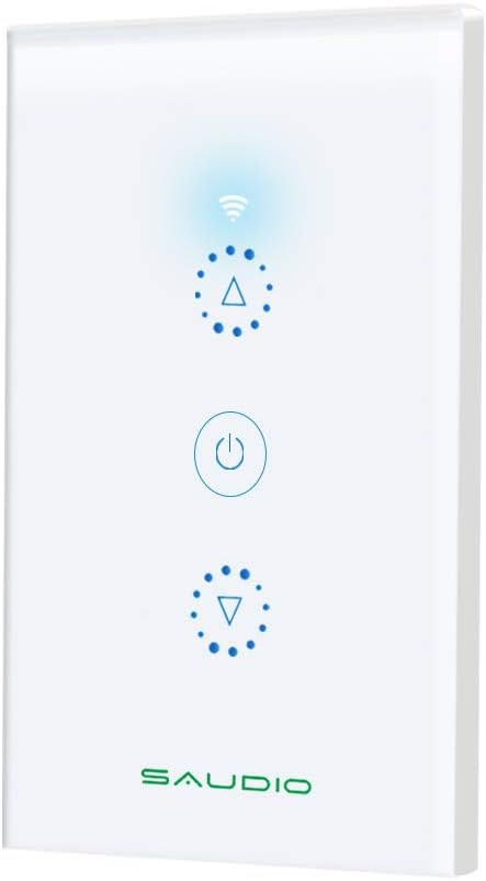 Smart Light Switch, SAUDIO Smart Dimmer Switch for Dimmable LED/Halogen/Incandescent Bulbs, Compatible with Alexa, Google Assistant/IFTTT, Remote Control, Single-Pole, Neutral Wire Required(1 Pack)