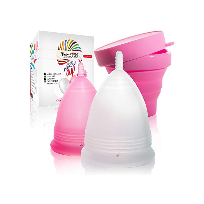 Talisi Best Menstrual Cups with Foldable Silicone Sterilizer - Super Soft Reusable Period Kit - Tampon Pad Disc…