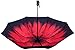 Fidus Inverted Reverse Sun&Rain Car Umbrella Large Windproof Travel UV Umbrella for Women Men - Auto Open Close(Red Rose)