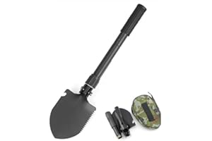 Durable Folding Shovel - Survival Shovel with Portable Bag for Camping Hiking Gardening Fishing & Emergencies