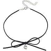 Dtja Vintage Heart Bowknot Velvet Choker Necklace for Women Gothic Ribbon Bow Love Charms Adjustable Chain Necklaces Holiday Accessories Christmas Halloween Cosplay Party Jewelry Gift