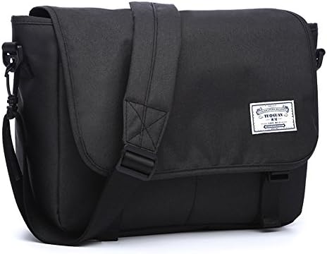 LYCSIX66 Classic Laptop Messenger Bag, Water Resistant Canvas School Satchel Shoulder Bags Fits MacBook Pro 13/13.3 Inch Notebook Computer, black