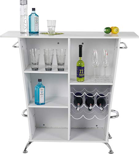 Kare Design Bar Lady Rock White, extravaganter Bartisch, Bartresen mit aufwendiger Rautensteppung, Bartheke mit viel… – Bild 3