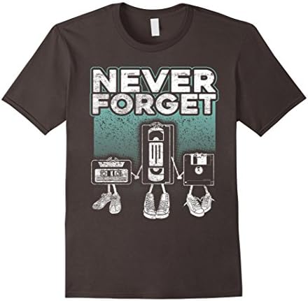 Men's Never Forget Retro Funny Gaming Technology Dork Nerdy Shirt XL Asphalt