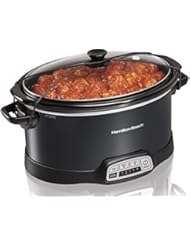 Hamilton Beach Portable 7 Quart Programmable Slow Cooker with Three Temperature Settings, Lid Latch Strap for Easy Travel, Dishwasher Safe Crock, Black (33474G)