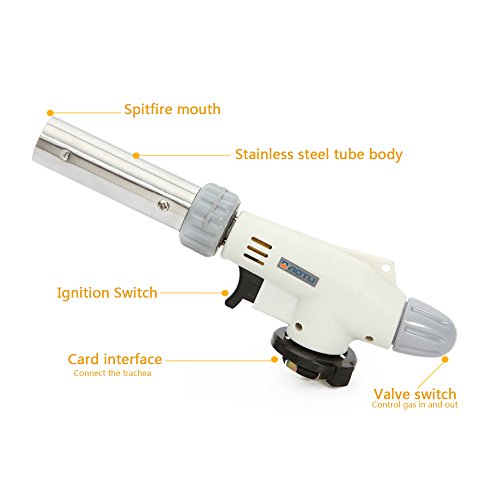 Ezyoutdoor Fully Automatic Electronic Flame Gun Ignition Gas Torch Flame Gun Fire Lighter Butane Burners Gas Adapter Torch Lighter Outdoor Stove Hiking Camping Equipment
