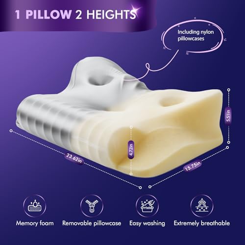 Dayme Orthopedic Memory Foam Pillows –Cooling Neck Pillow that Actually Cools,Cervical Support Pillow for Neck Pain Relief,Cervical Pillow for All Sleep Positions,Ergonomic Pillow,Cooling Pillow,Gray