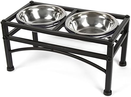 Pet Bowl Frame Double Diner Stand Dog Cat Elevated Feeder for Food &amp; Water,for Small Dogs Like Bichon-1 pint