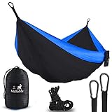 Double & Single Portable Camping Hammock – Parachute Lightweight Nylon with Hammok Tree Ropes Set- 2 Person Equipment Kids Accessories Max 1000 lbs Breaking Capacity – Free 2 Carabiners