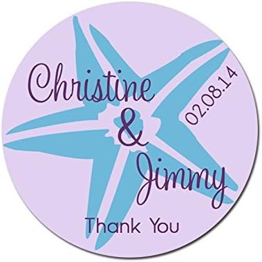 ymot101 Personalised Wedding Favor Stickers Star Fish Thank You Round Stickers Lables Novelty Party Bag Stickers Envelope Stickers Tags Lable Sweet Cones