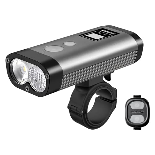 RAVEMEN PR2000 Front Lights, 2000 Lumens Front Light for Bicycle for Night Cycling on Road and Mountain Headlamp with Wireless Remote Control, Anti-Glare Beam Light, IPX8 Waterproof