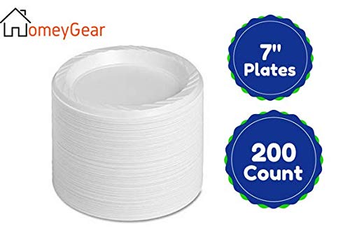 Disposable White 7 Inch Plastic Appetizer Plates For Everyday Use 200 Ct (Best Everyday White Plates)