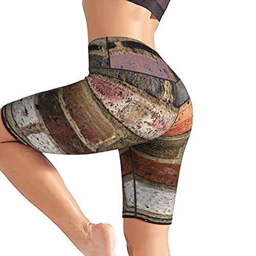 Inaayayi Hoge taille Yoga Shorts metselwerk textuur oude bakstenen stenen stenen metselwerk vrouwen fiets shorts yoga… - Image 6