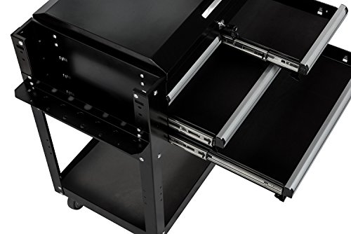 Enjoi Utility Tool Cabinet Service Cart Tool Chest Workshop Rolling Storage Trolley Tool Box w/Drawers (Black)