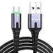 Essager USB Type C Cable Fast Charging with LED Light(3A 2 Pack/6.6FT),i-Dawn Premium Nylon Braided USB C Cord Compatible Samsung Galaxy Note 9,8,S10,S9,S8,Google Pixel 2/3XL -Grey