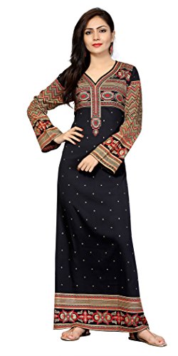 K223XXL Women's Long Print Kaftan Abaya Long Sleeve Blouse