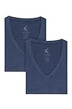 Men's V-Neck Undershirts in Bamboo Viscose - 2 Pack Shirt for Him by Texere (Air Force Blue, Medium) Christmas Gift for Husband Dad Son MB6302-AFB-M
