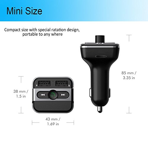FM Transmitter Wireless Bluetooth FM Transmitter Car Kit Radio Receiver with 5V/2.1A USB Charger Output Support USB Flash Driver and Micro SD Card with AUX