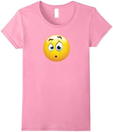 Womens Confused Smiley Face T Shirt for Men Women and Kids Large Pink