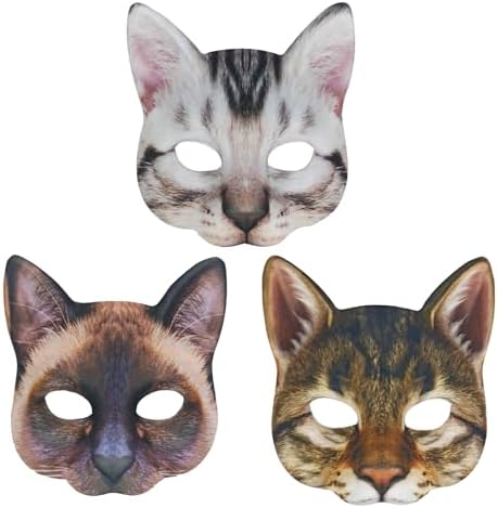 Hosfairy 1 máscara de gato de media cara de Halloween para Halloween, Navidad, Pascua, accesorio de fiesta de disfraces (estilo G Hosfairy 1 máscara de gato de media cara de Halloween para Halloween, Navidad, Pascua, accesorio de fiesta de disfraces (estilo G