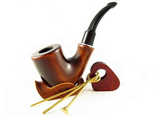 Fashion Pipes Set - "Watson" Pear Tobacco Smoking Pipe Smooth and Tamper Tools, Designed for Pipe Smokers