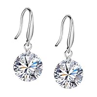 Lvhenongye 925 Chic Sterling Silver Earings Dangle Shiny Cubic Zirconia Studs Hypoallergenic for Women Girls