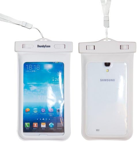 Waterproof Case for Samsung Galaxy S5, Samsung Note 3 / 2, Samsung Galaxy MEGA, LG G2, HTC One Max, Nokia Lumia 1520, Motorola Droid Ultra - Also fits other Large Smartphones up to 6.3" screen size - IPX8 Certified to 100 Feet [Retail Packaging by DandyCase] (White)