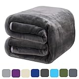DREAMFLYLIFE Luxury Fleece Blanket 380GSM Thick Blanket Super Soft Blanket Bed Warm Blanket Couch Blanket for All Season Dark Grey Queen-Size, 90x90 in