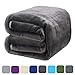 DREAMFLYLIFE Luxury Fleece Blanket Summer Thick Blanket Super Soft Blanket Bed Warm Blanket Couch Blanket for All Season Dark Grey Queen-Size, 90x90 in