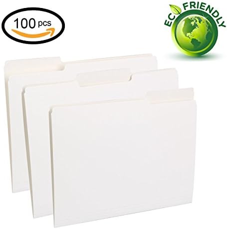 File folders Letter Size 1/3 Cut Tab Assorted Position White 100 Per Box