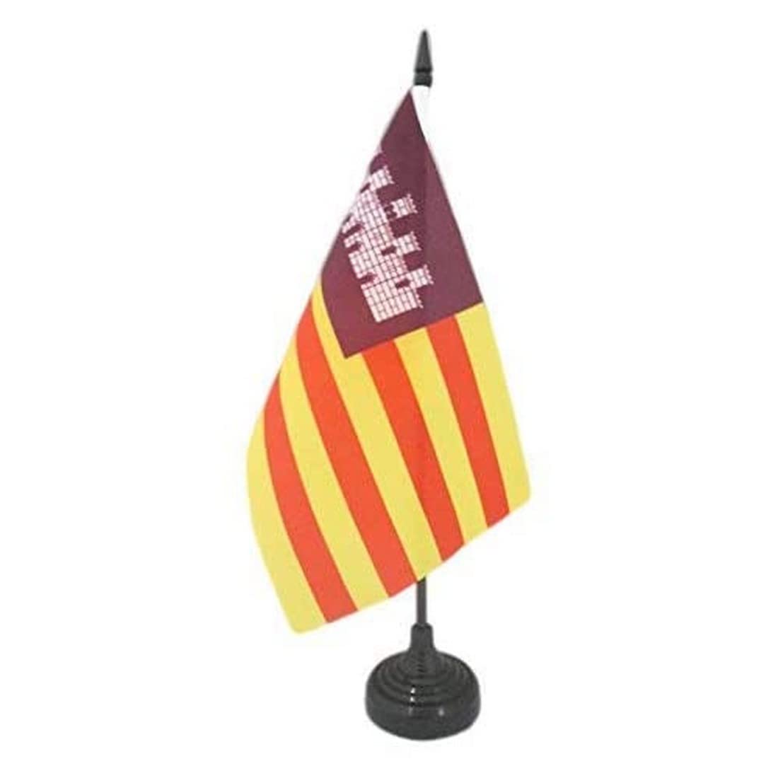 AZ FLAG Balearic Islands Table Flag 5'' x 8'' - Spanish region of Islas Baleares Office Decoration 100% Polyester 21 x 14 cm - Mini Desk Flag with Pole and Black Plastic Base