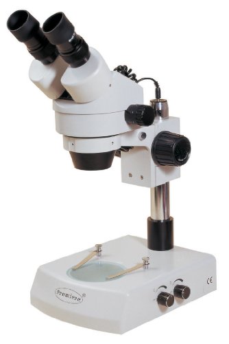 C & A Scientific Premiere SMZ-05 Binocular Stereo Zoom Microscope, 10x Eyepieces, 7x-45x Magnification, 0.7x-4.5X Zoom Objective, Upper/Lower Halogen Illumination
